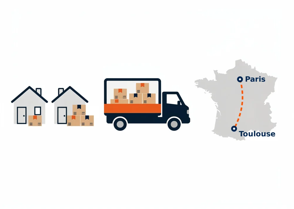 Groupage : un camion optimisé qui partage son trajet entre plusieurs déménagements